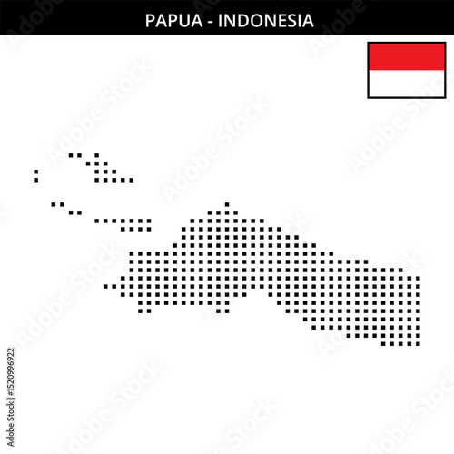 Medium square dotted map of papua in Indonesia