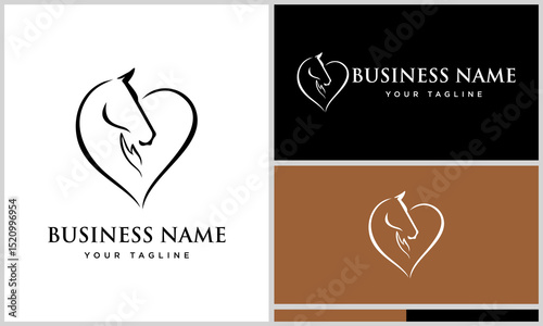 Horse Logo Heart Design.