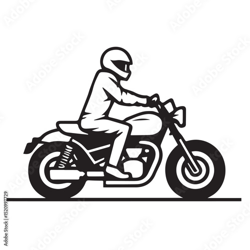 Silhouette of a man on a red sport motorcycle, speeding down the road