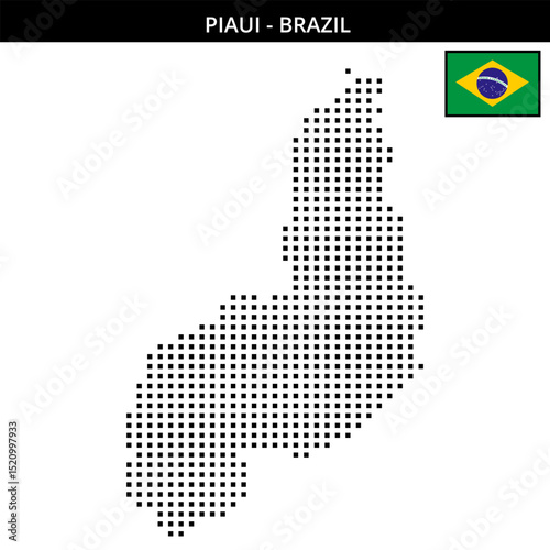 Medium square dotted map of piaui in Brazil