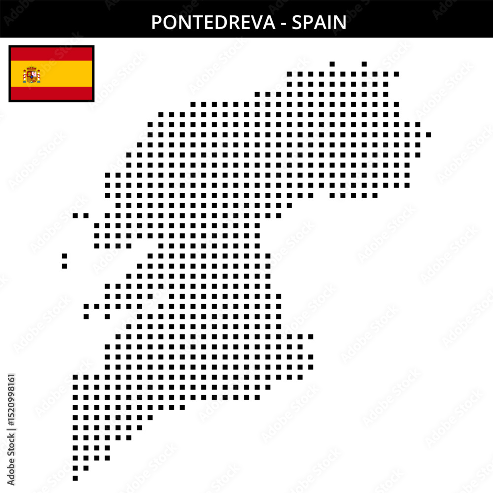 Fototapeta premium Medium square dotted map of pontedreva in Spain
