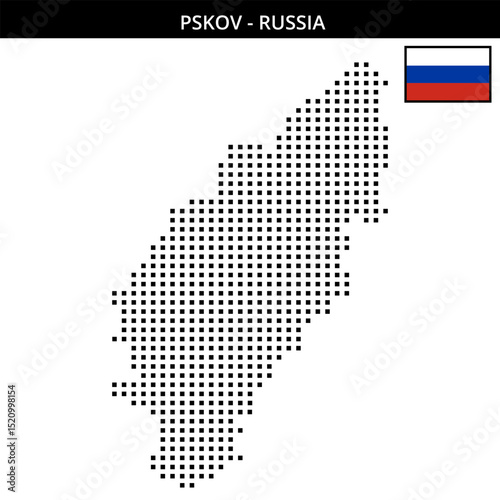 Medium square dotted map of Pskov in Russia