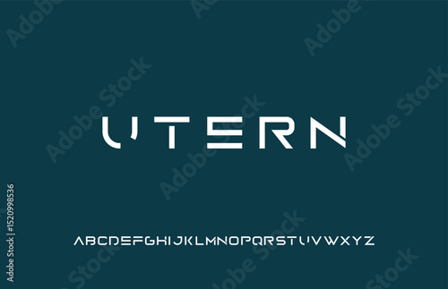 Modern MInimal Alphabet Tech font, typography font logos fashion vector illustration