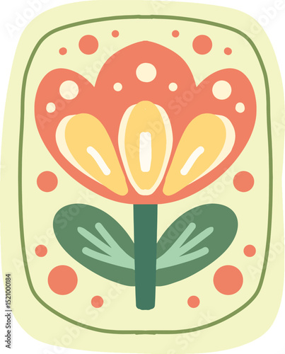 Stylized Floral Illustration for Stickers and Cards