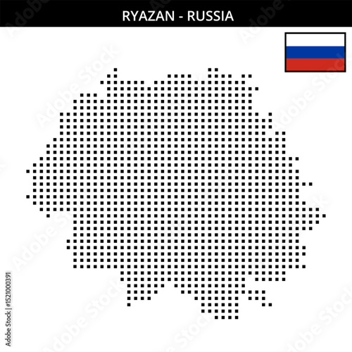 Medium square dotted map of Ryazan in Russia