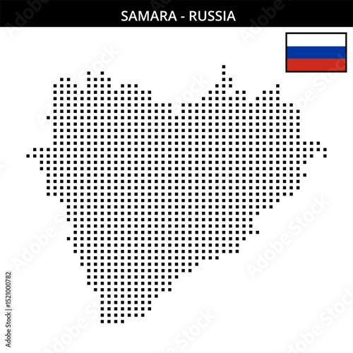 Medium square dotted map of Samara in Russia