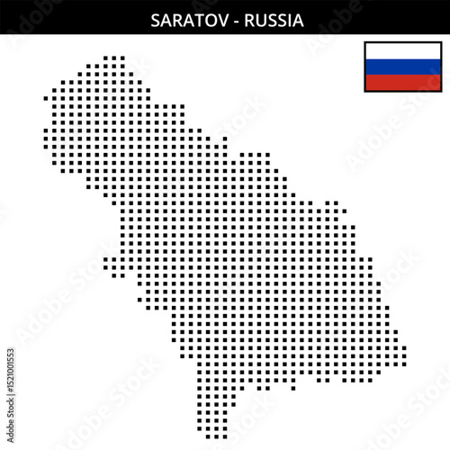 Medium square dotted map of Saratov in Russia