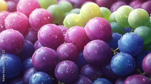 Wallpaper Mural Abundant composition with clusters of ripe, shiny purple and green grapes Torontodigital.ca