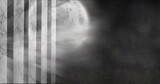Image of moving shapes and moon on black background