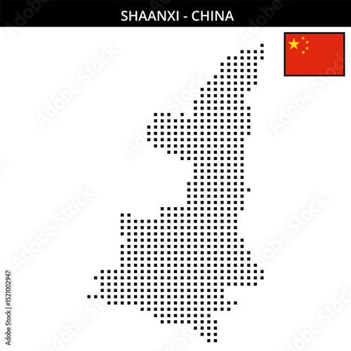 Medium square dotted map of shaanxi in China