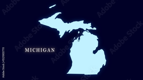 United States Michigan Abstract Futuristic Neon Map