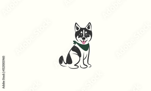 Husky Dog Cartoon Illustration.