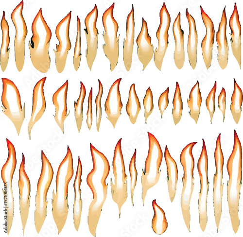 Collection of Fire Flames in Various Styles Including Burning Flame Icons with Clean Isolated Background for Digital Art and Creative Design Projects
