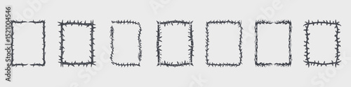 Barbed Wire Frame Designs Set. Edgy And Protective Borders Collection. Isolated Vector Illustration
