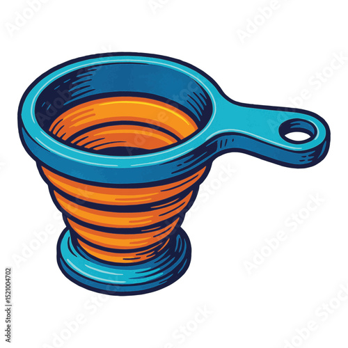 Collapsible Measuring Cup Vector – Blue and Orange Foldable Silicone Tool