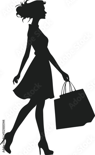 Cute girl shopping fashionable vector illustration
