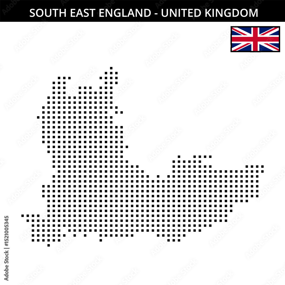 Fototapeta premium Medium square dotted map of south-east-england in United Kingdom