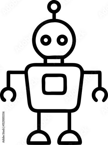 robot vector outline icon on white or transparent background