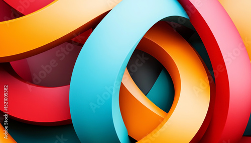 Colorful abstract 3D spiral shapes with modern geometry