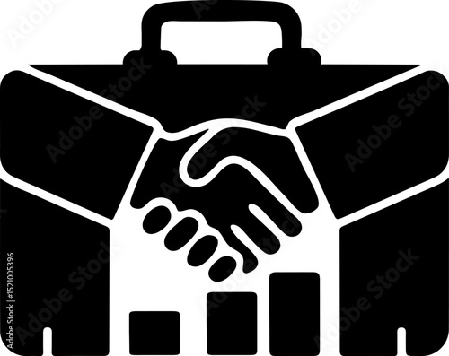 Briefcase with Handshake & Growth Chart
