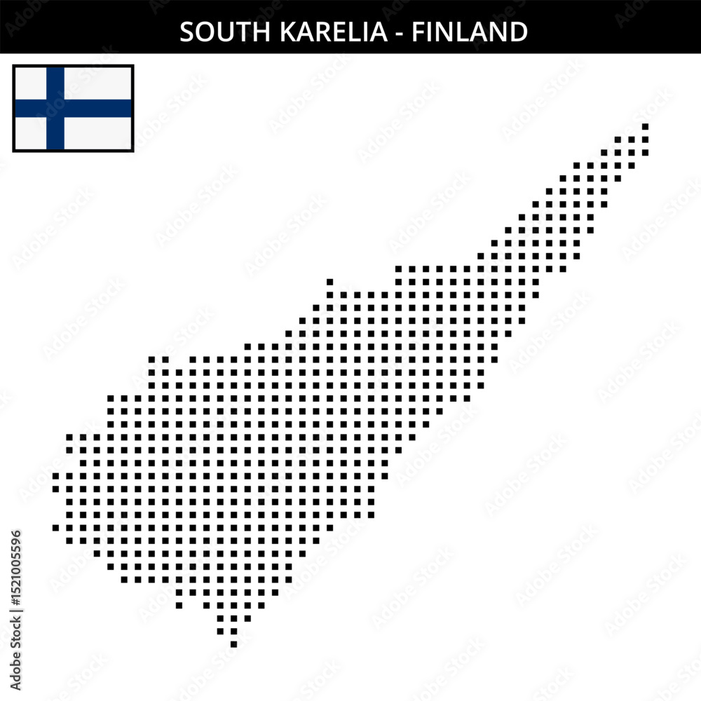 Obraz premium Medium square dotted map of south-karelia in Finland