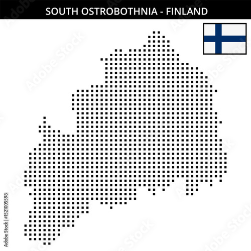 Medium square dotted map of south-ostrobothnia in Finland