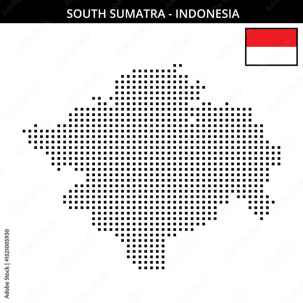 Fototapeta premium Medium square dotted map of south-sumatra in Indonesia