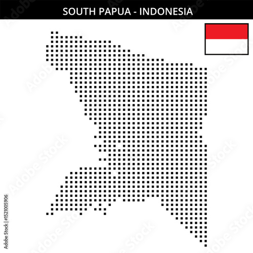 Medium square dotted map of south-papua in Indonesia