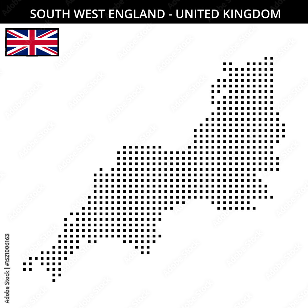 Fototapeta premium Medium square dotted map of south-west-england in United Kingdom