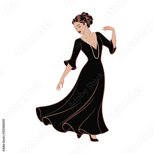 Glamorous bride in an elegant black wedding gown, posing with long, flowing hair to showcase her beauty and style