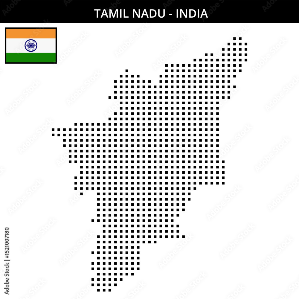 Obraz premium Medium square dotted map of tamil-nadu in India