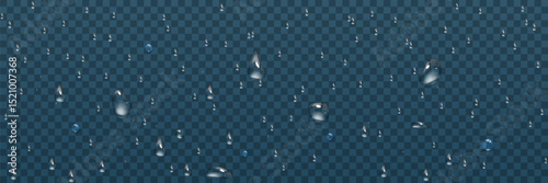 Vector water drops.Realistic raindrops.Bubbles, rain, water.EPS 10.