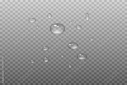 Vector water drops.Realistic raindrops.Bubbles, rain, water.EPS 10.