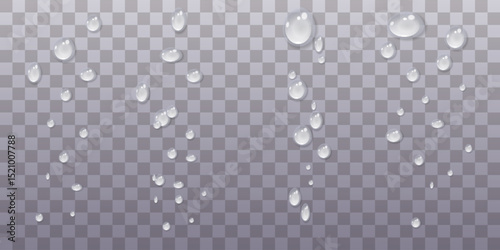 Vector water drops.Realistic raindrops.Bubbles, rain, water.EPS 10.
