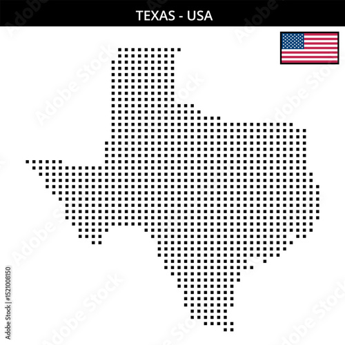 Medium square dotted map of texas in the USA