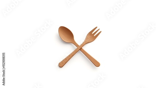 Wooden Spoon and Fork Icon – Flat Kitchen Illustration