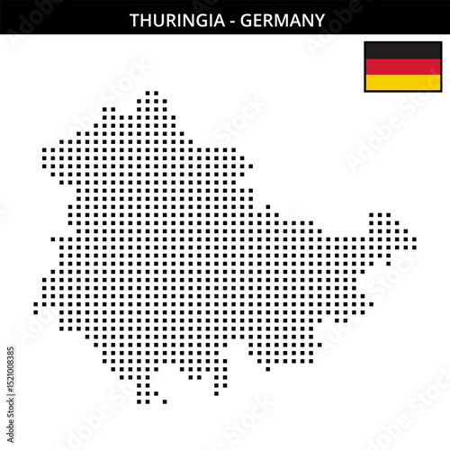 Medium square dotted map of thuringia in Germany