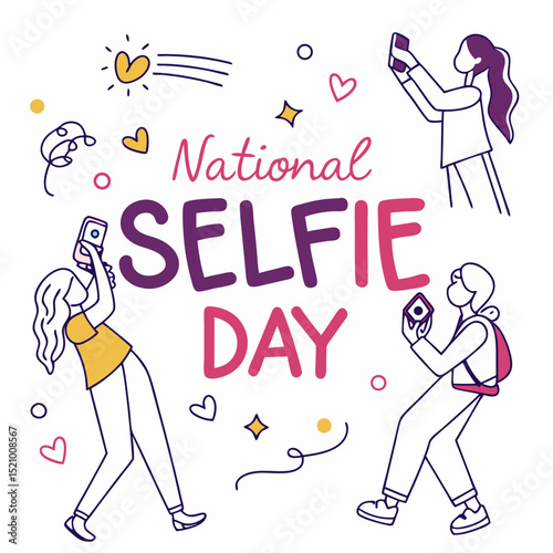 NATIONAL SELFIE DAY vector illustration