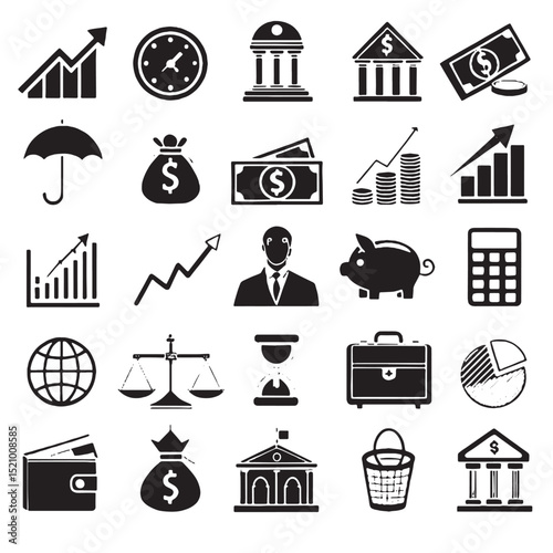 Set of Collection of Finance and Business Vector Icons