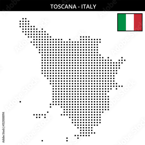 Medium square dotted map of toscana in Italy