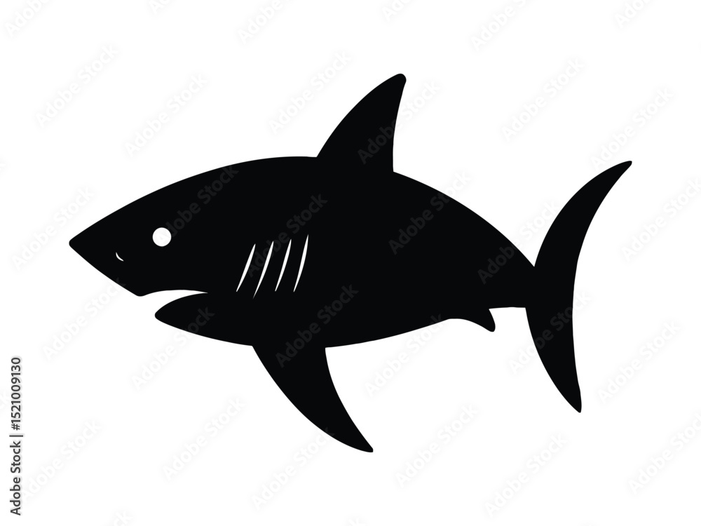 Fototapeta premium Menacing Shark Silhouette: Ocean Predator Vector for Marine, Wildlife, and Danger Themes