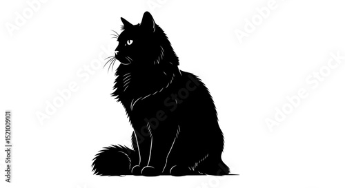Elegant Black Cat Silhouette in Profile View