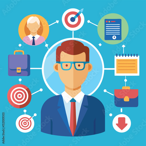 business man with social network icons