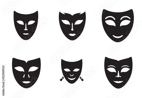 Theater mask Silhouette Vector Set