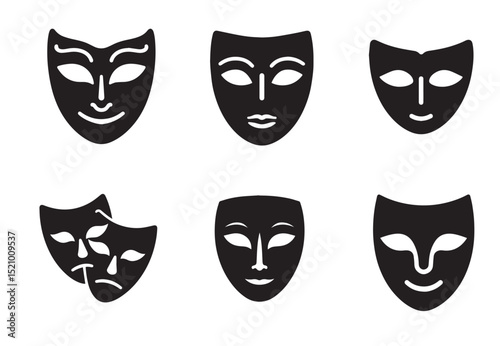 Theater mask Silhouette Vector Set