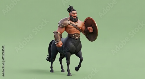 Strong centaur warrior with shield and axe