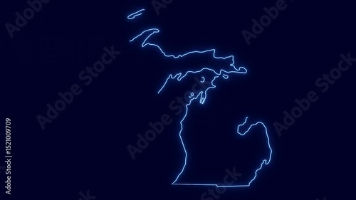 United States Michigan Abstract Map Animation 4k