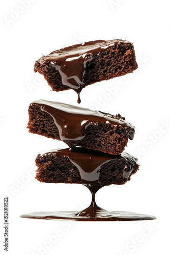 Stack of Chocolate Brownies Drizzled with Chocolate Milk