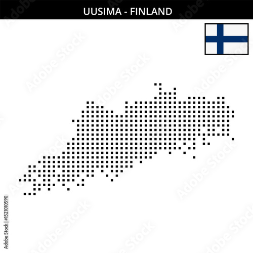 Medium square dotted map of uusima in Finland