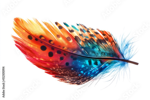 Colorful feather clipart illustration, vibrant, decorative, white background